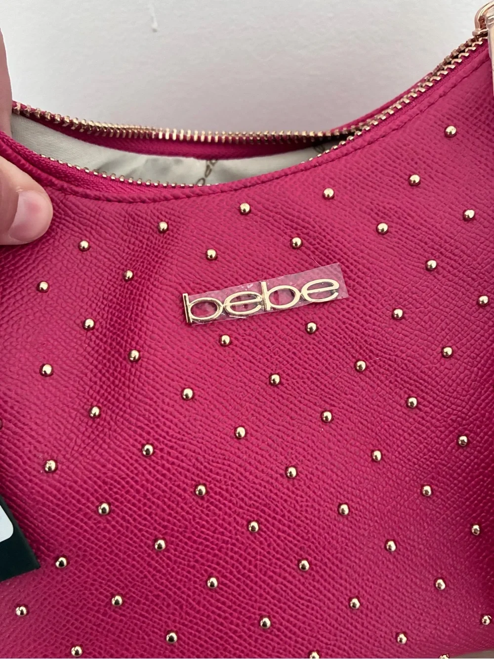bebe Dark Pink Studded Crossbody Bag with Coin Pouch